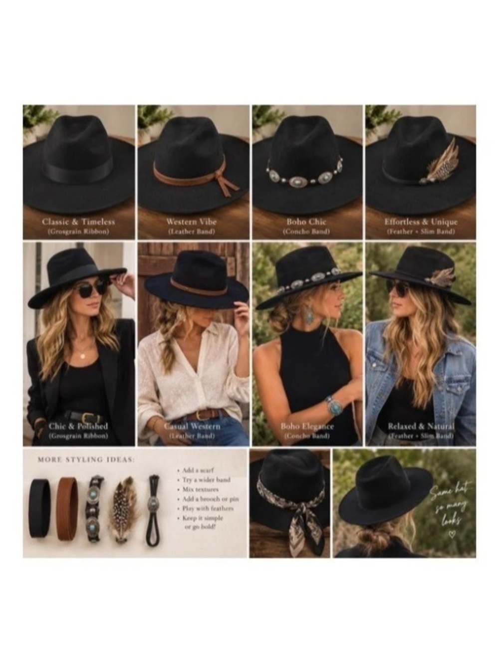 Lack of Color Black Western Style Hat - AI enhanced cover photo for styling idea